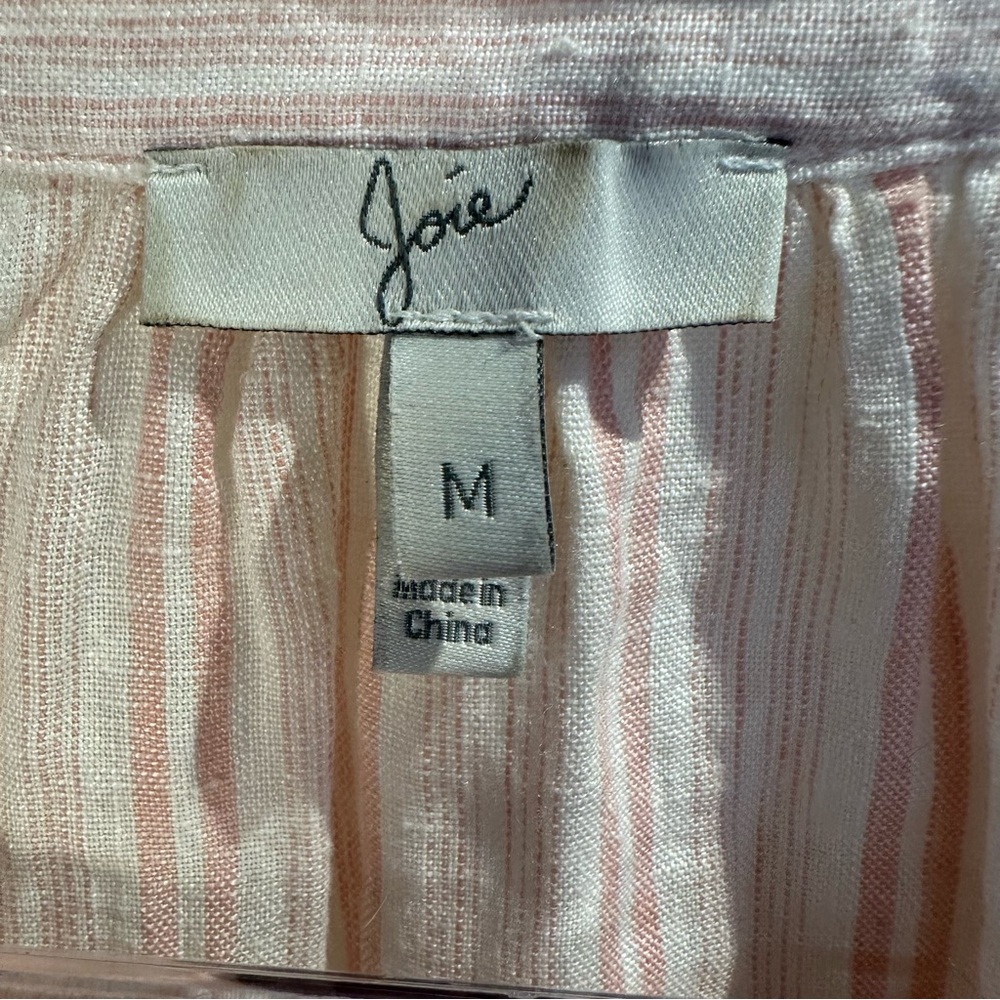 Joie Beatrissa Pink & Cream Striped Linen Shirt Dress - Picture 9 of 11
